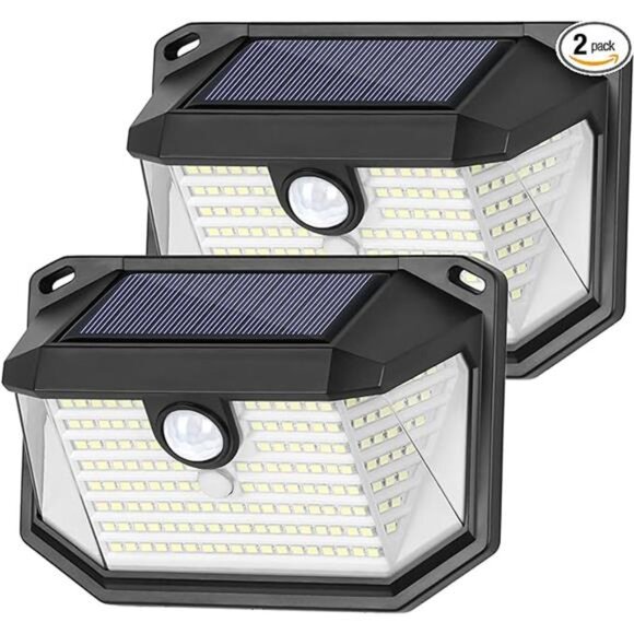 Solar Outdoor Wall Lights Motion Sensor Security 2 Pack Waterproof Bright - Picture 7 of 7